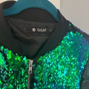 OASAP Shimmering mermaid color flip Sequin Jacket